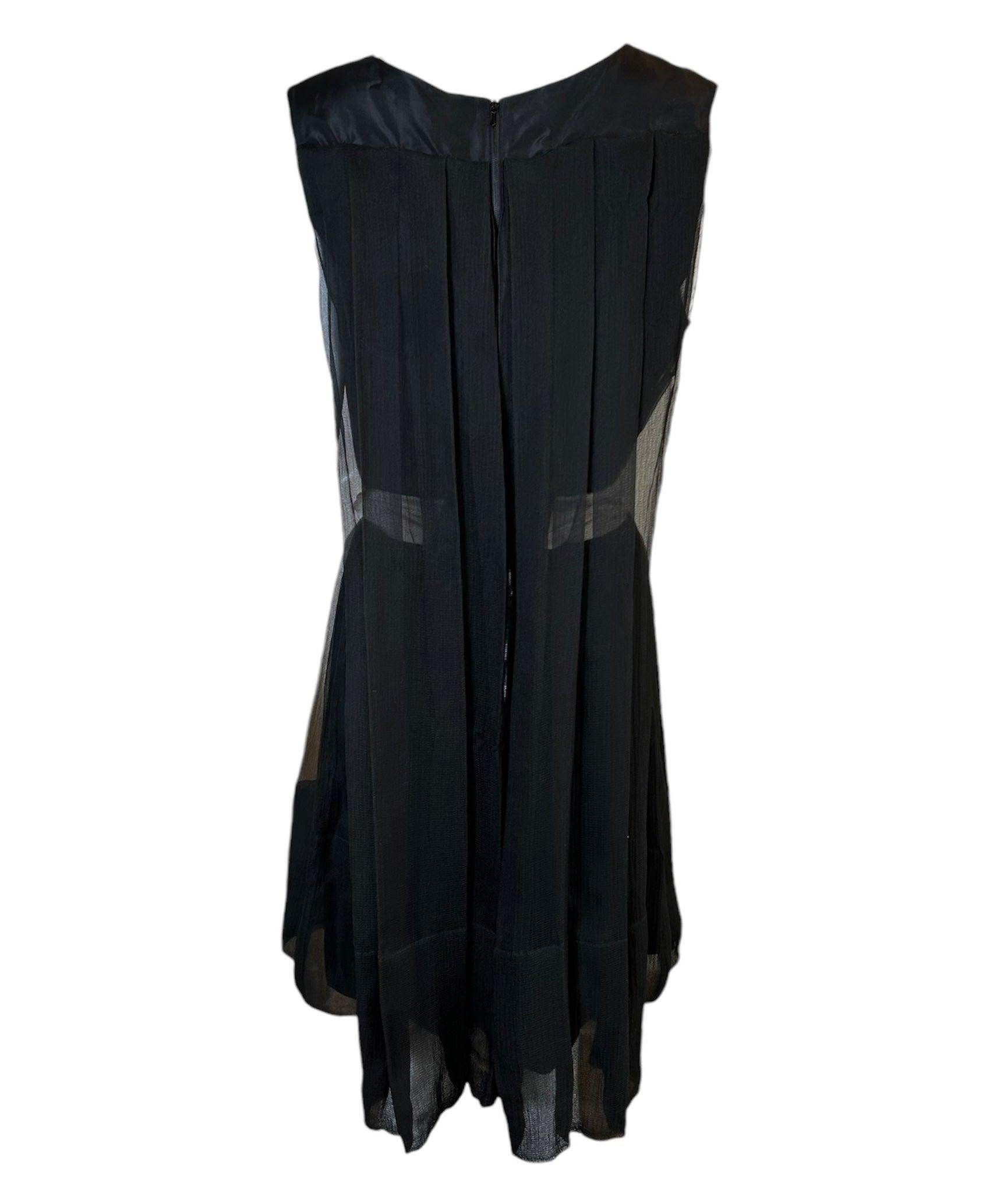 Black Chloé Silk Chiffon Cocktail Pleated Dress with Sash For Sale