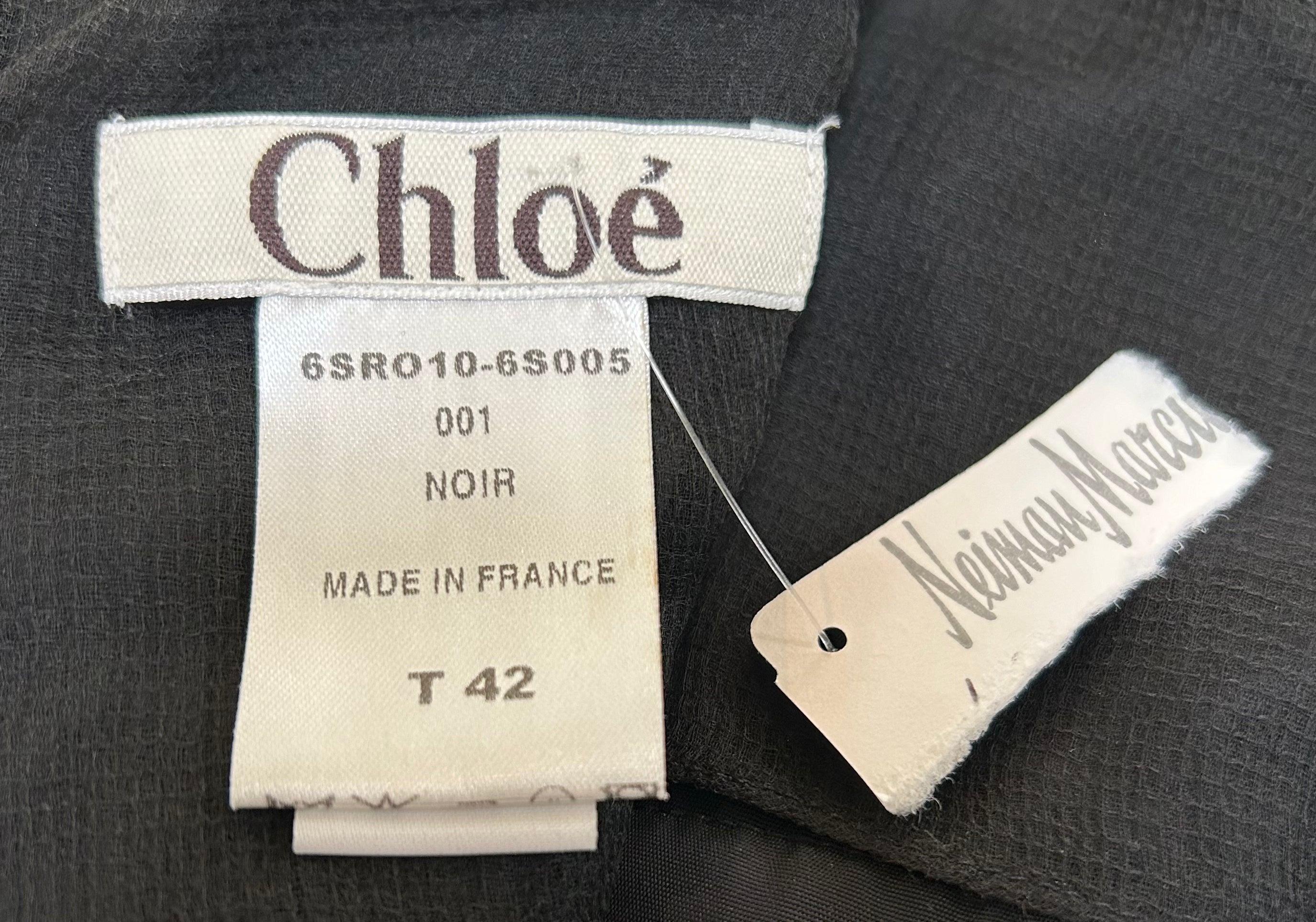 Chloé Silk Chiffon Cocktail Pleated Dress with Sash In New Condition For Sale In Los Angeles, CA