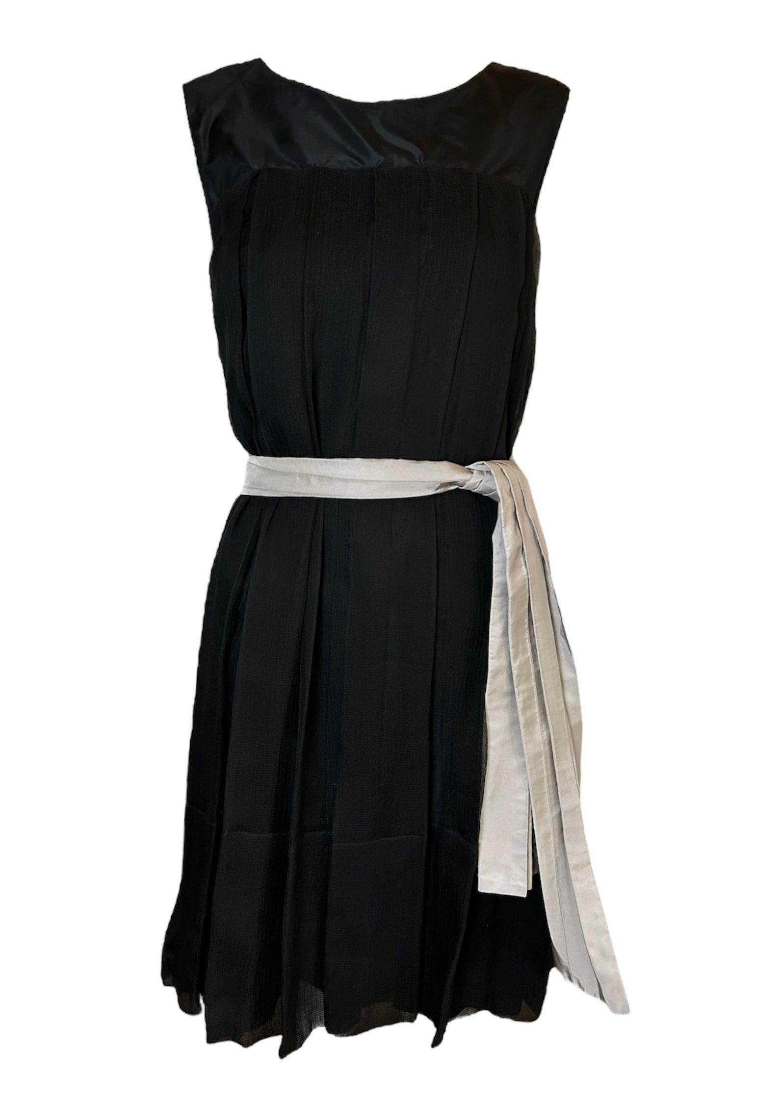 Chloé Silk Chiffon Cocktail Pleated Dress with Sash For Sale