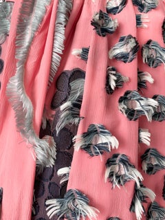 Chloe Silk Chiffon Feather Appliqué Embellished Maxi Dress