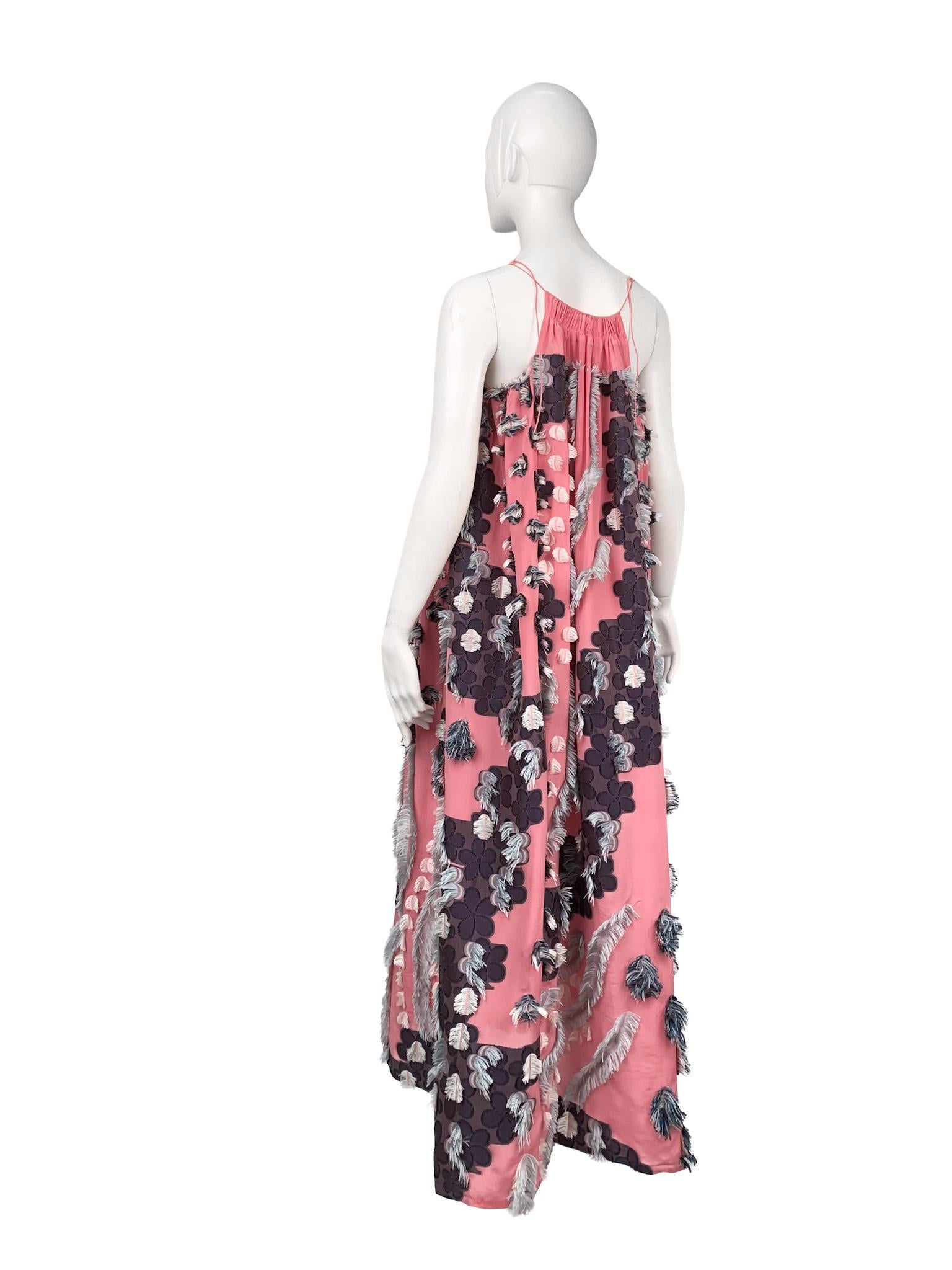 Women's Chloe Silk Chiffon Feather Appliqué Embellished Maxi Dress