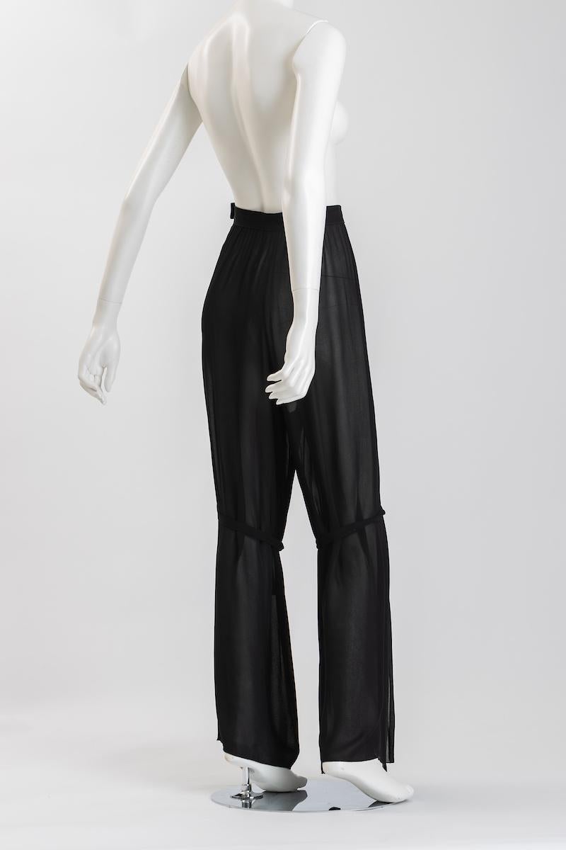 Karl Lagerfeld for Chloe Black Silk Chiffon Palazzo Pants With Ribbon Ties  7