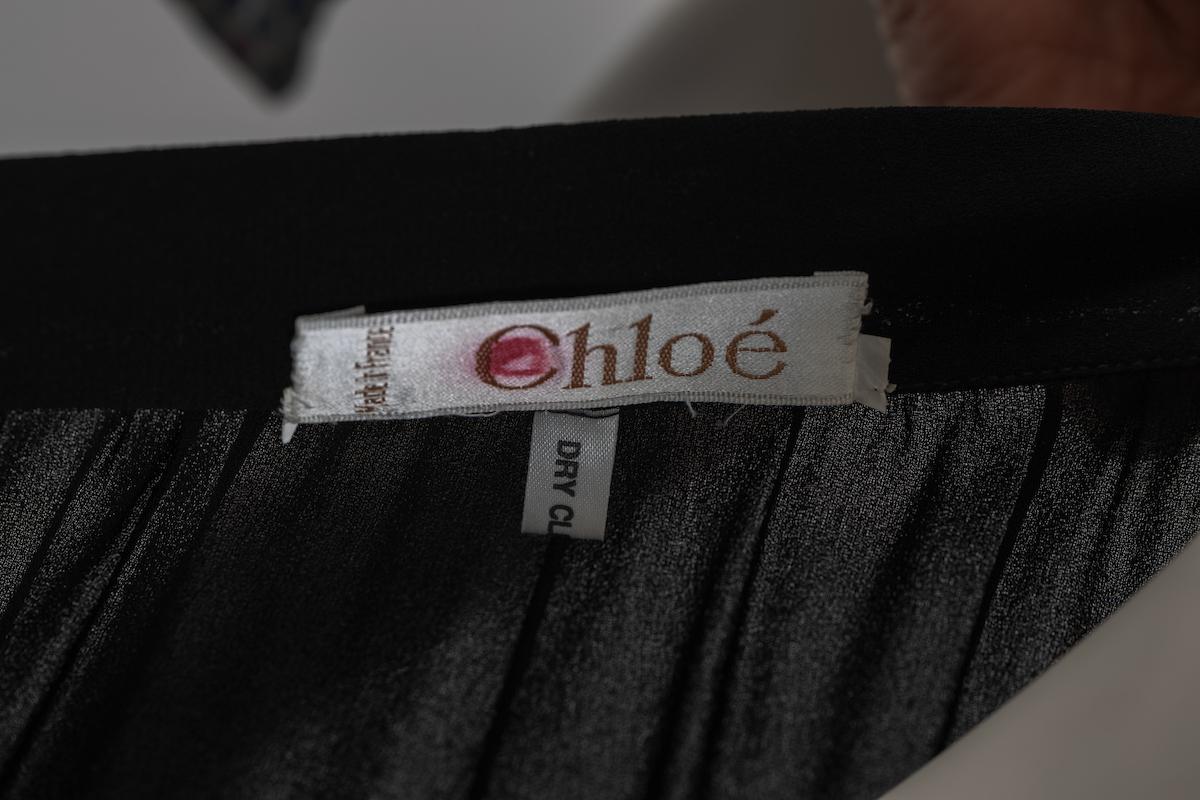 Karl Lagerfeld for Chloe Black Silk Chiffon Palazzo Pants With Ribbon Ties  12