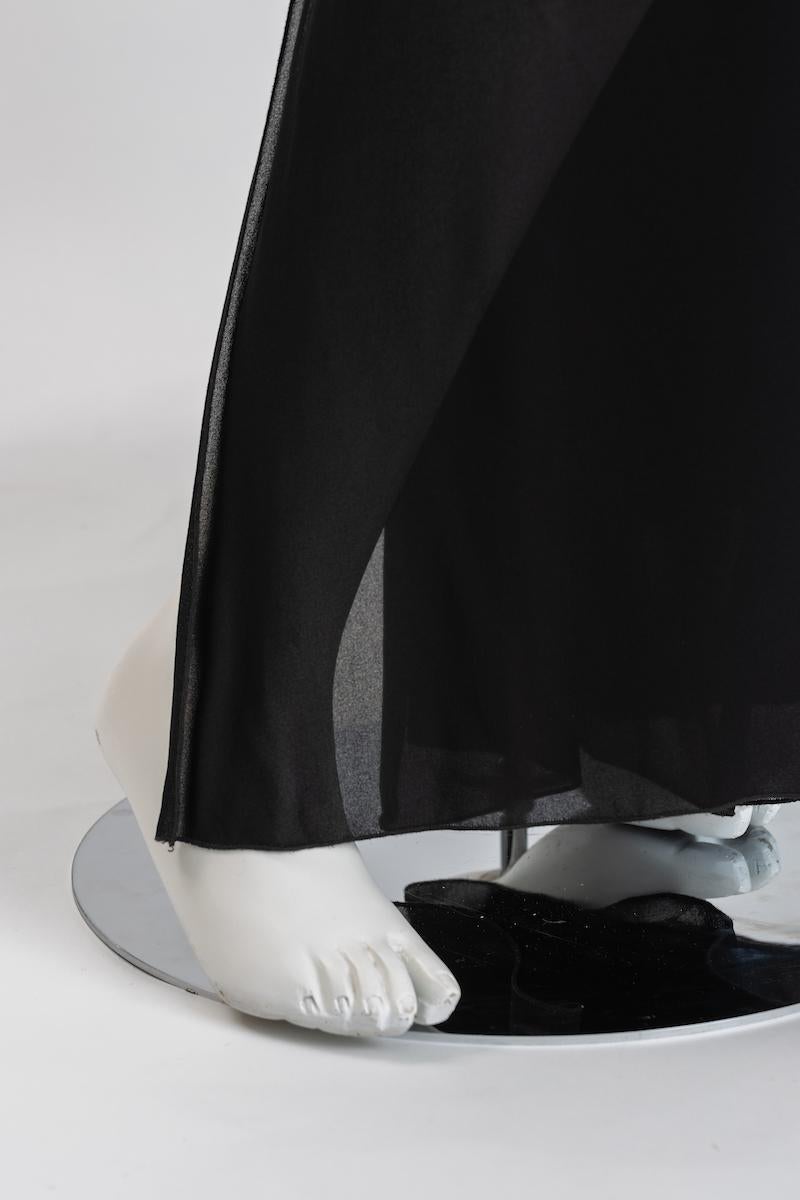 Karl Lagerfeld for Chloe Black Silk Chiffon Palazzo Pants With Ribbon Ties  2