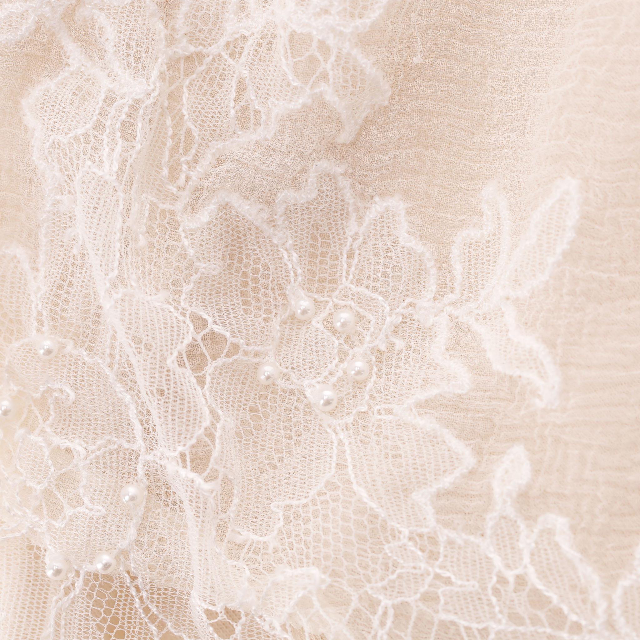 Chloe - Top en dentelle et perles en soie, lin et coton mélangés Pour femmes en vente
