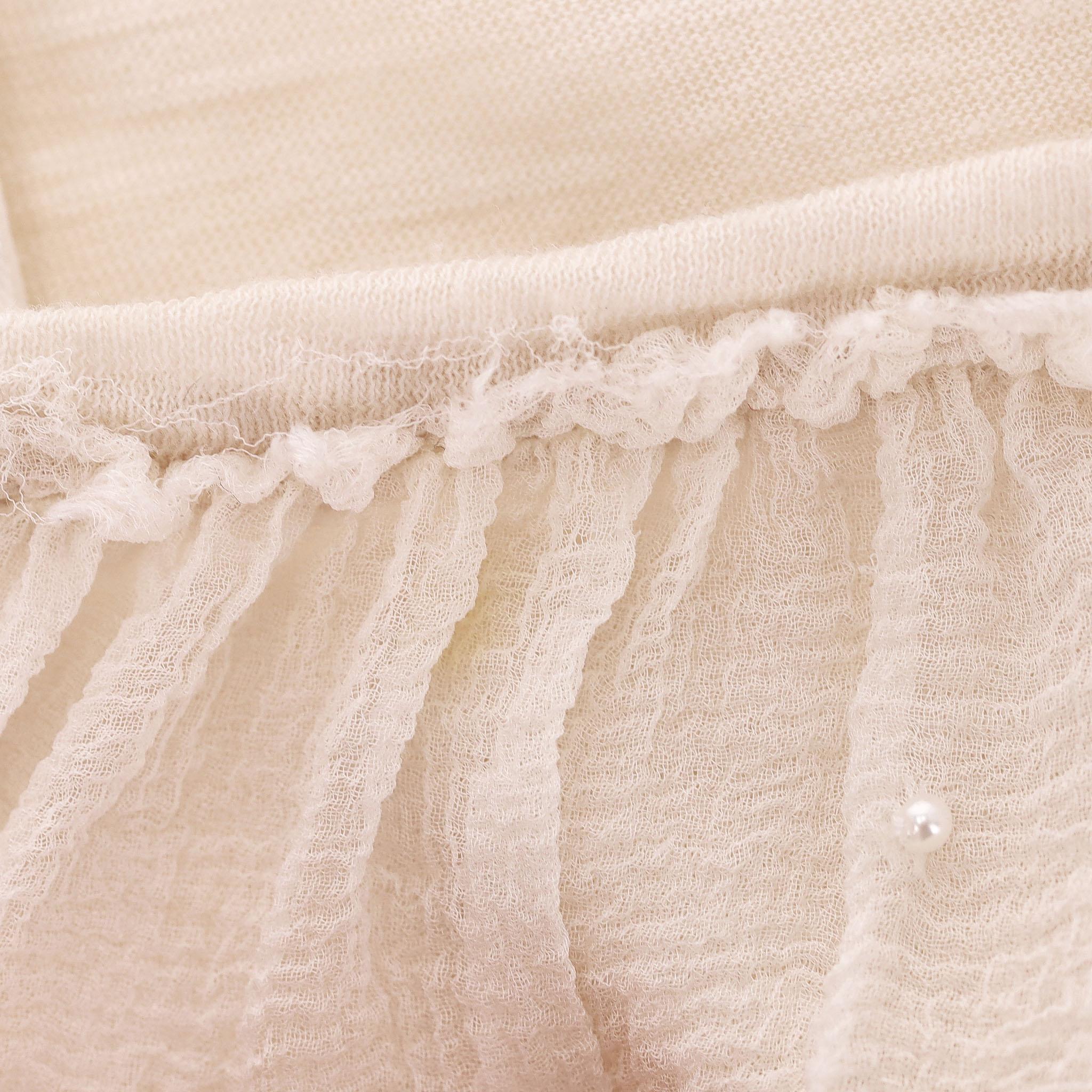 Chloe - Top en dentelle et perles en soie, lin et coton mélangés en vente 3