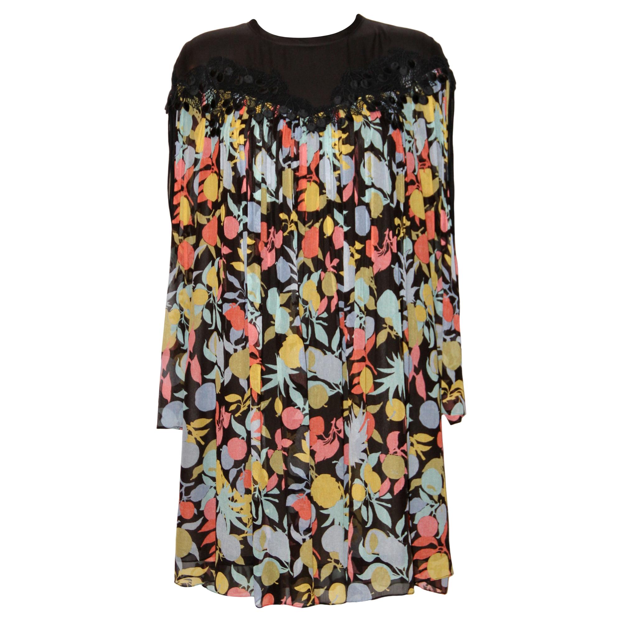 1970s Silk Pleated Salmon Chloe Dress
