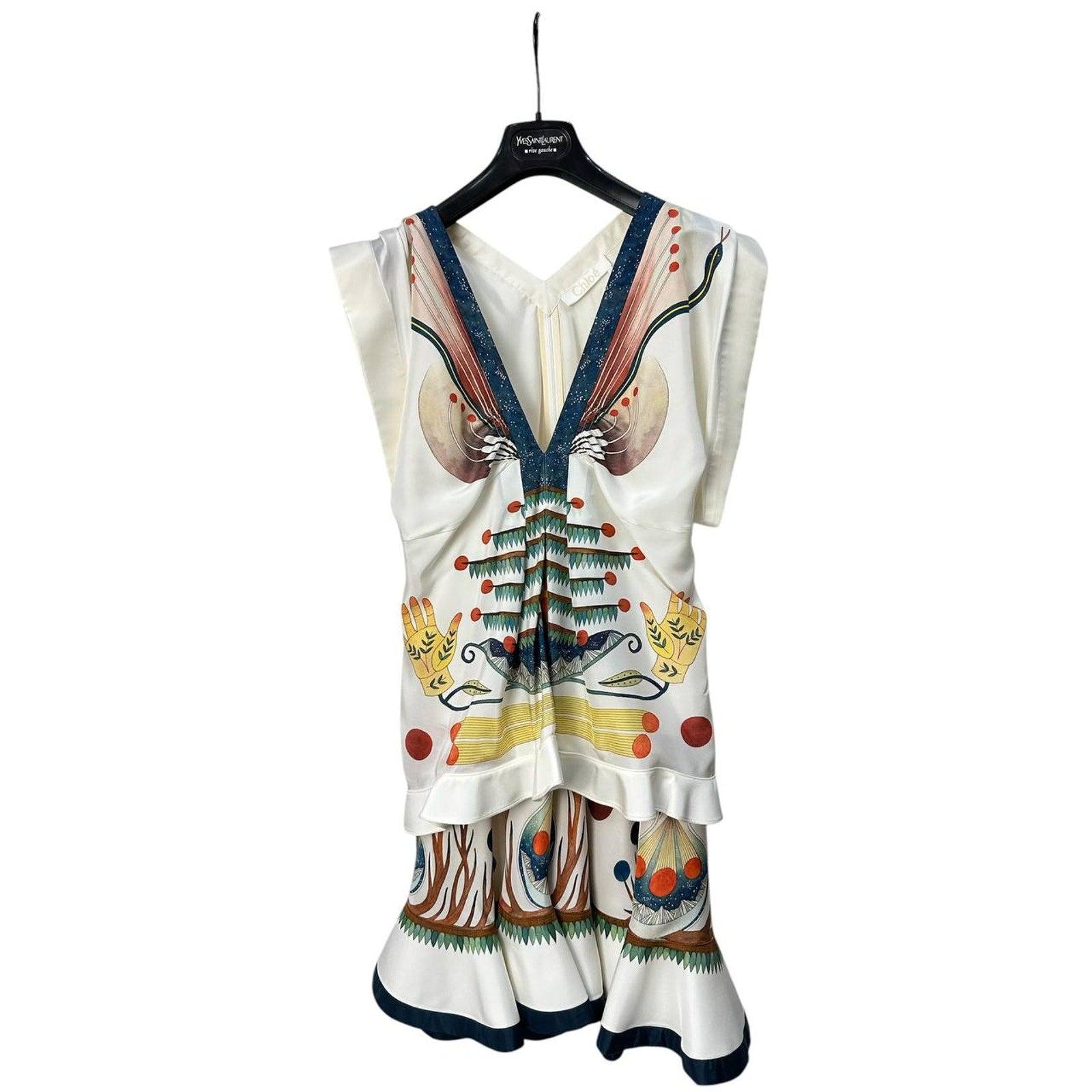 Vestido estampado de seda Chloe S.36 en Bueno estado para la venta en Krakow, PL