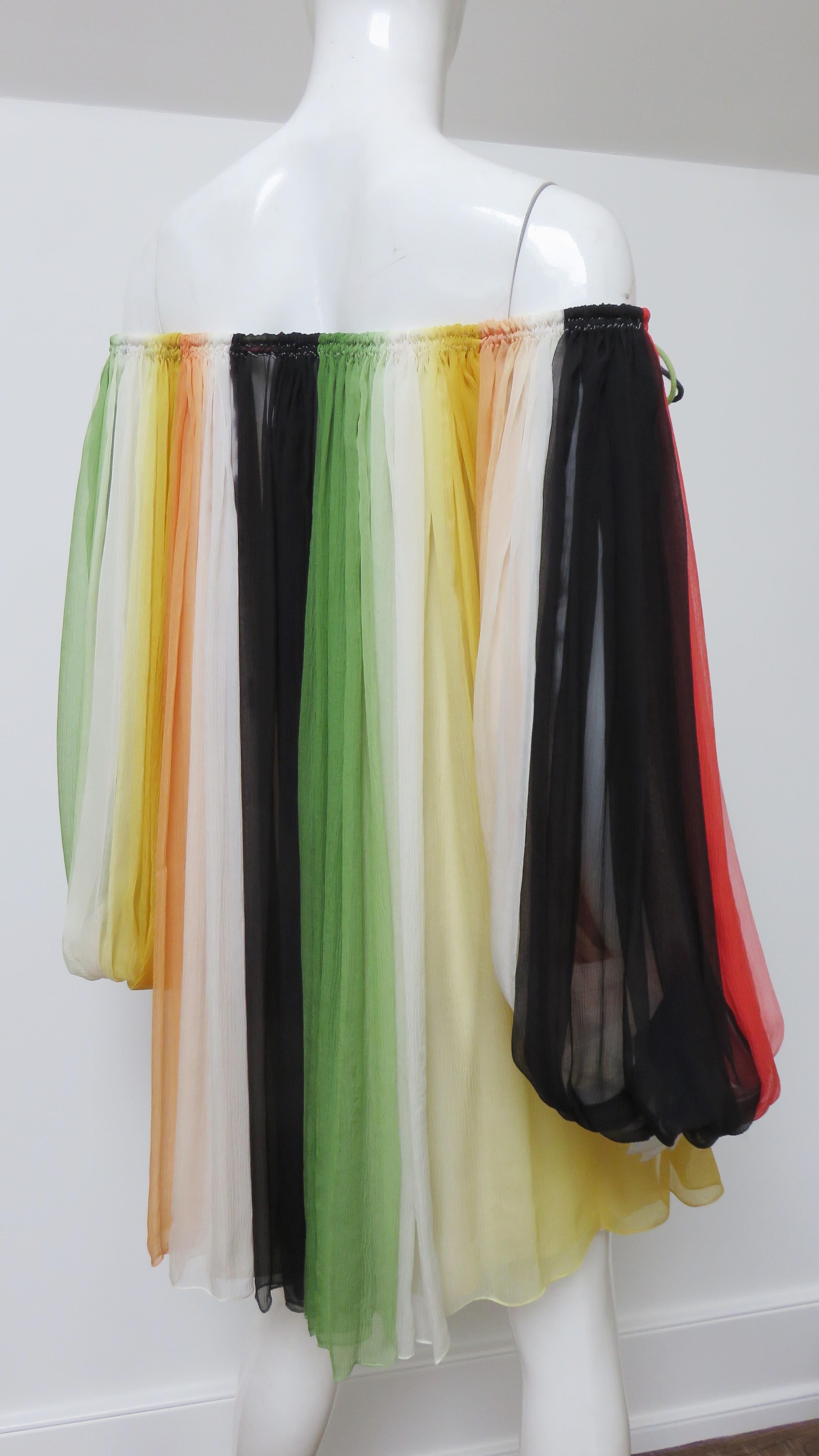 Chloe Silk Rainbow Off Shoulders Baby Doll Dress S/S 2016 For Sale 3