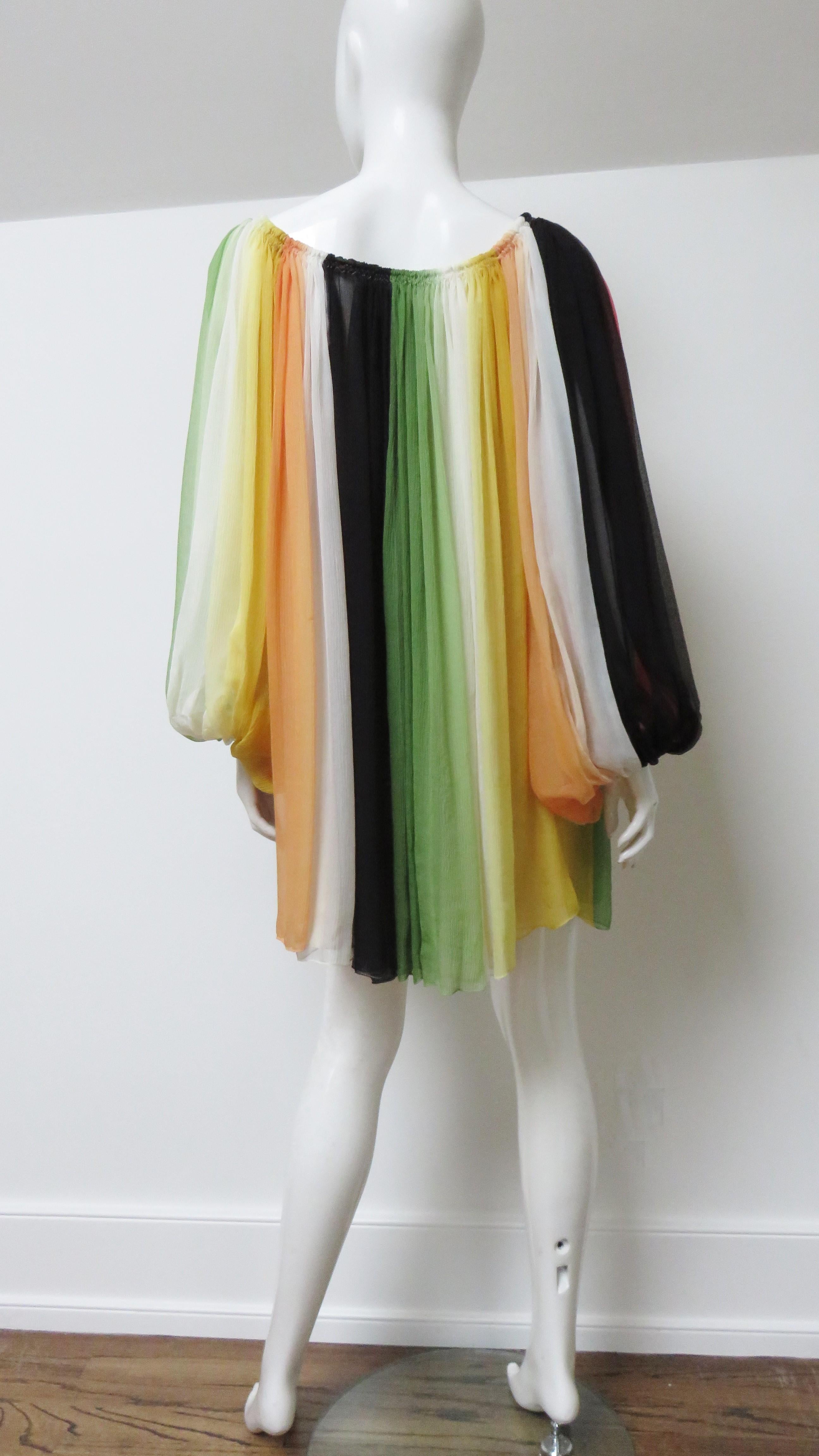 Chloe Silk Rainbow Off Shoulders Baby Doll Dress S/S 2016 For Sale 7