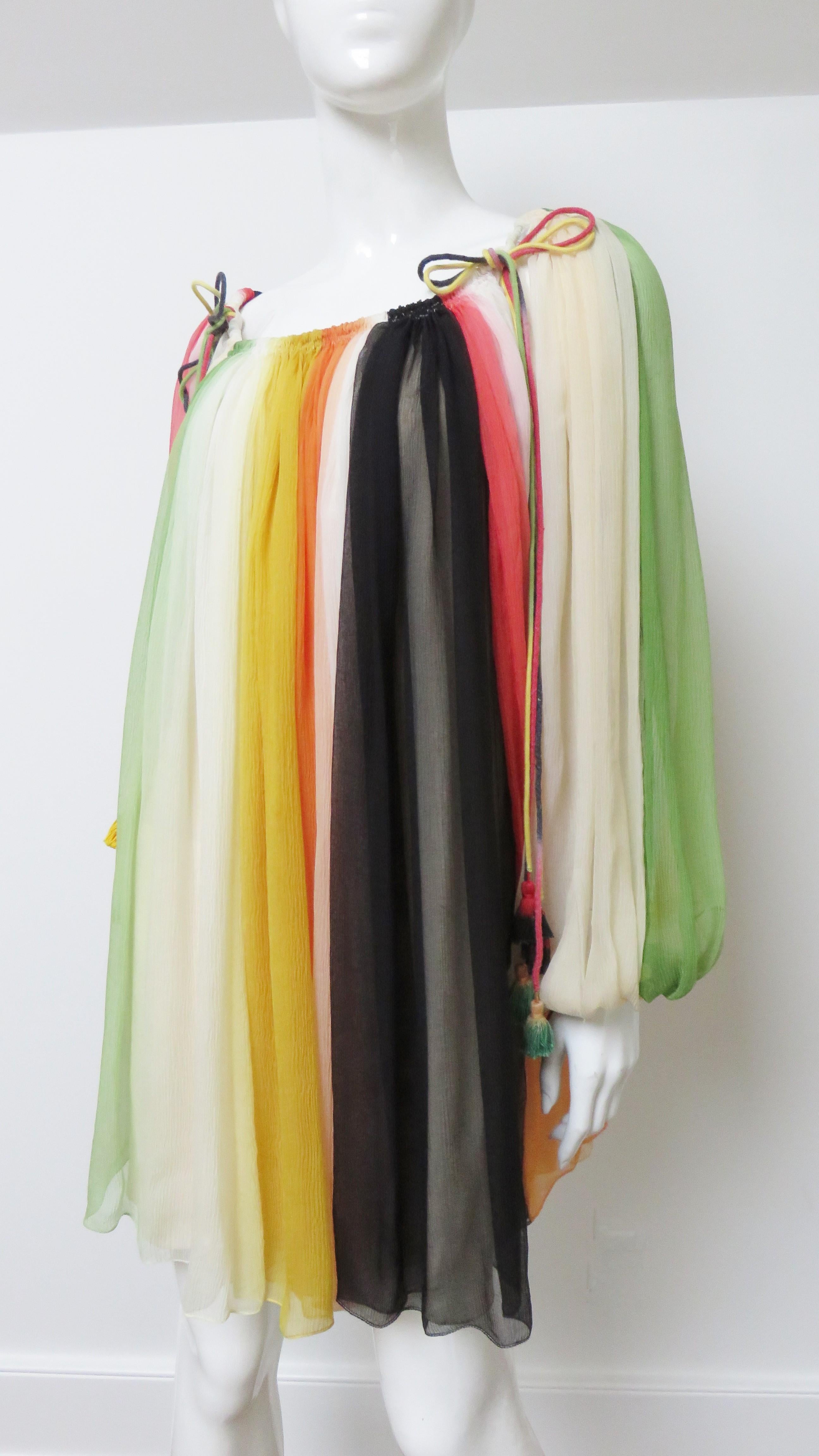 Brown Chloe Silk Rainbow Baby Doll Dress S/S 2016 For Sale