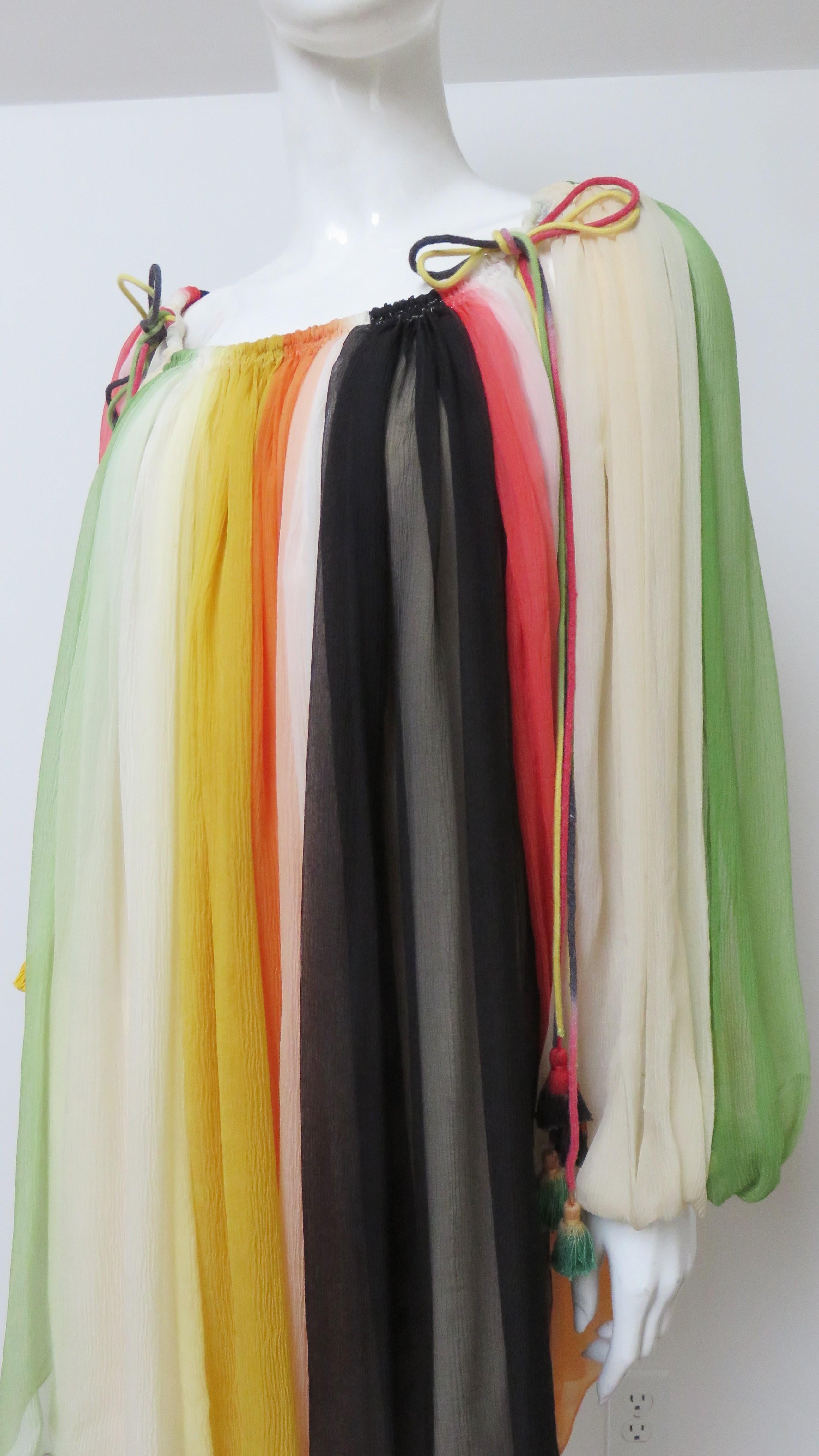 Chloe Silk Rainbow Baby Doll Dress S/S 2016 In Good Condition For Sale In Water Mill, NY