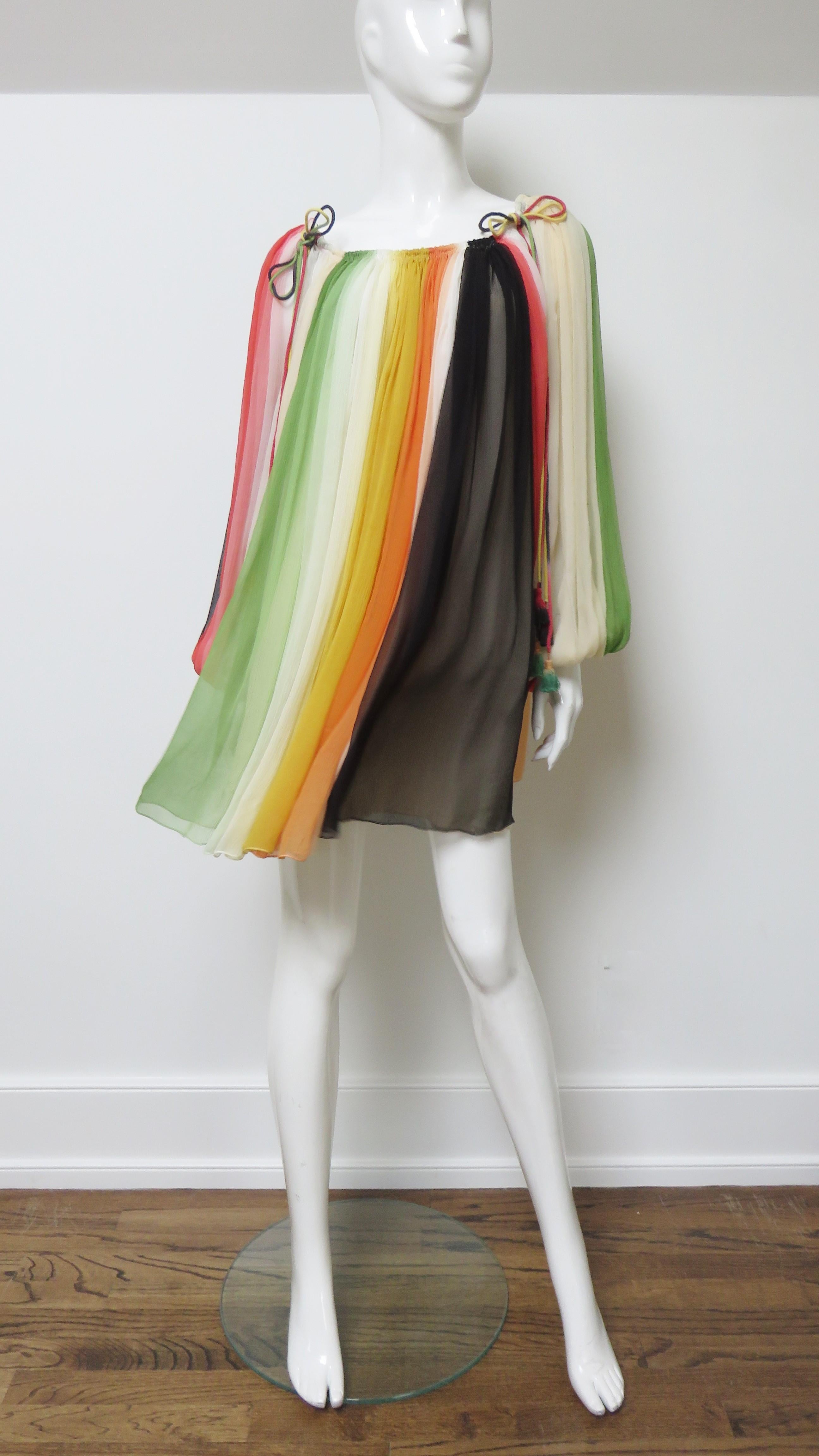 Chloe Silk Rainbow Baby Doll Dress S/S 2016 For Sale 2