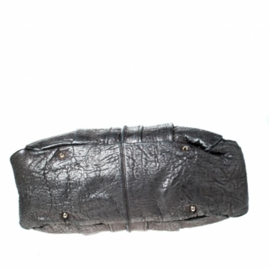 Noir Chloe Silver Leather Heloise Satchel en vente