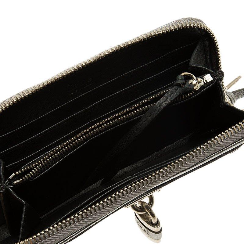 Silberne Paddington-Brieftasche aus Leder mit Reißverschluss 1