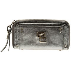 Chloe Silver Leather Zip Around Paddington Wallet