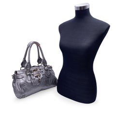 Chloe Silver Metal Leather Paddington Tote Bag Satchel Handbag