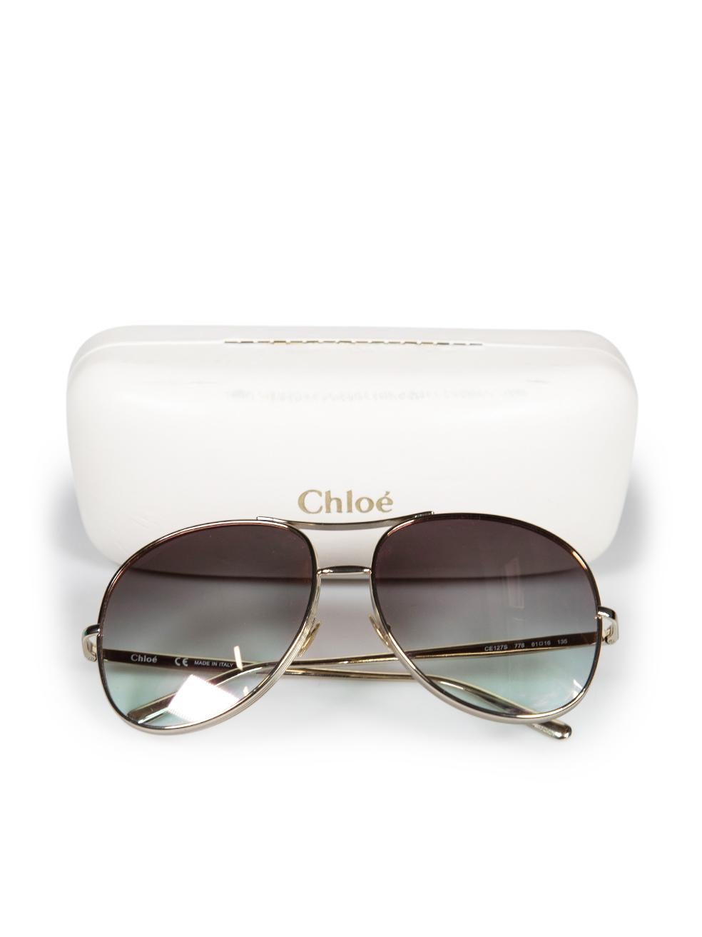 Chloé Silver Nola CE127S Aviator Sunglasses For Sale 3