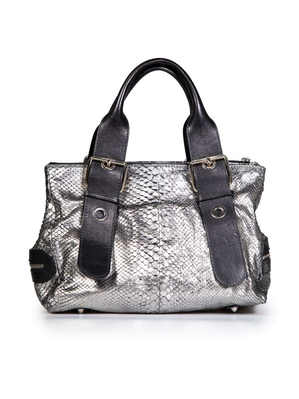 Chloé Silberne Pythonschnalle Handtasche im Zustand „Gut“ im Angebot in London, GB