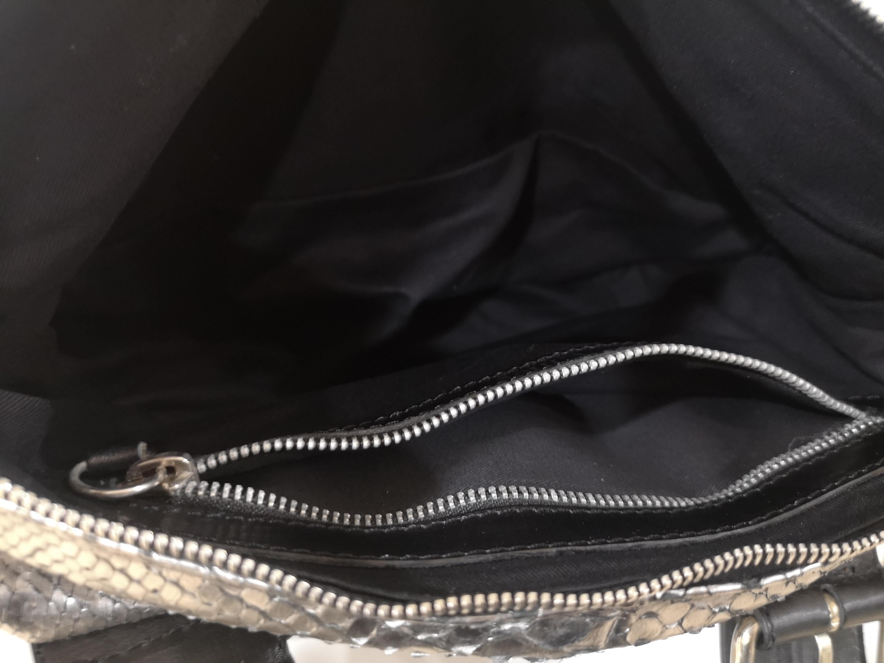 Chloè silver python skin black leather handbag 4