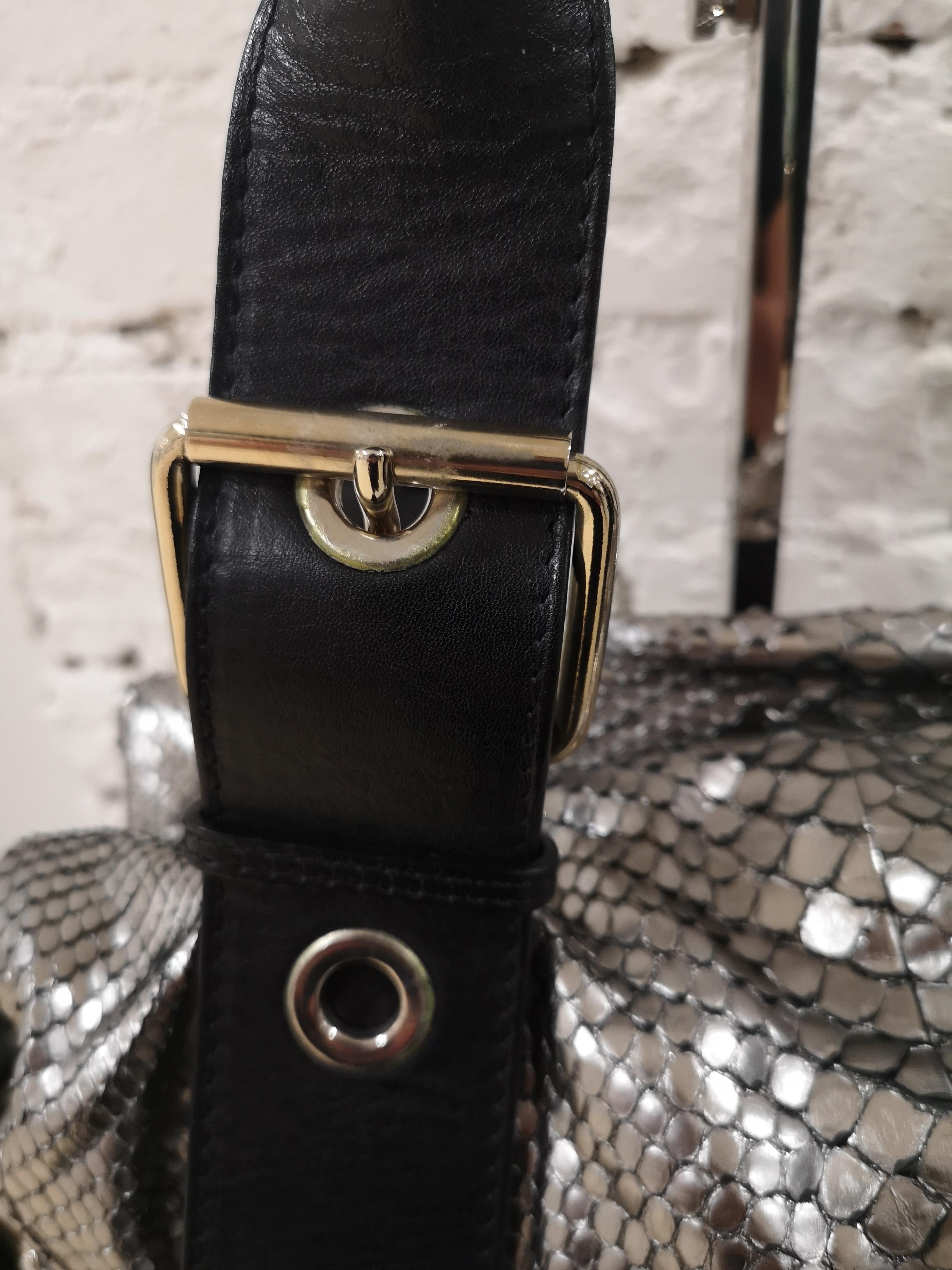 Men's Chloè silver python skin black leather handbag