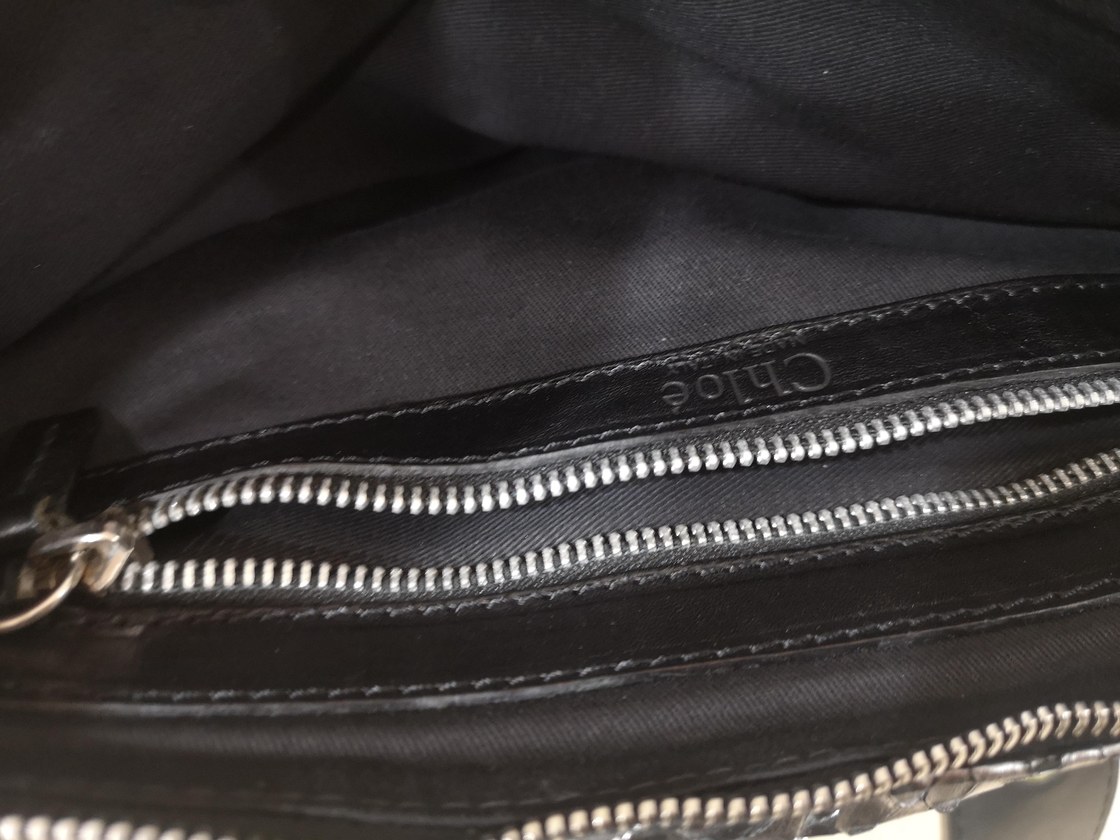 Chloè silver python skin black leather handbag 3