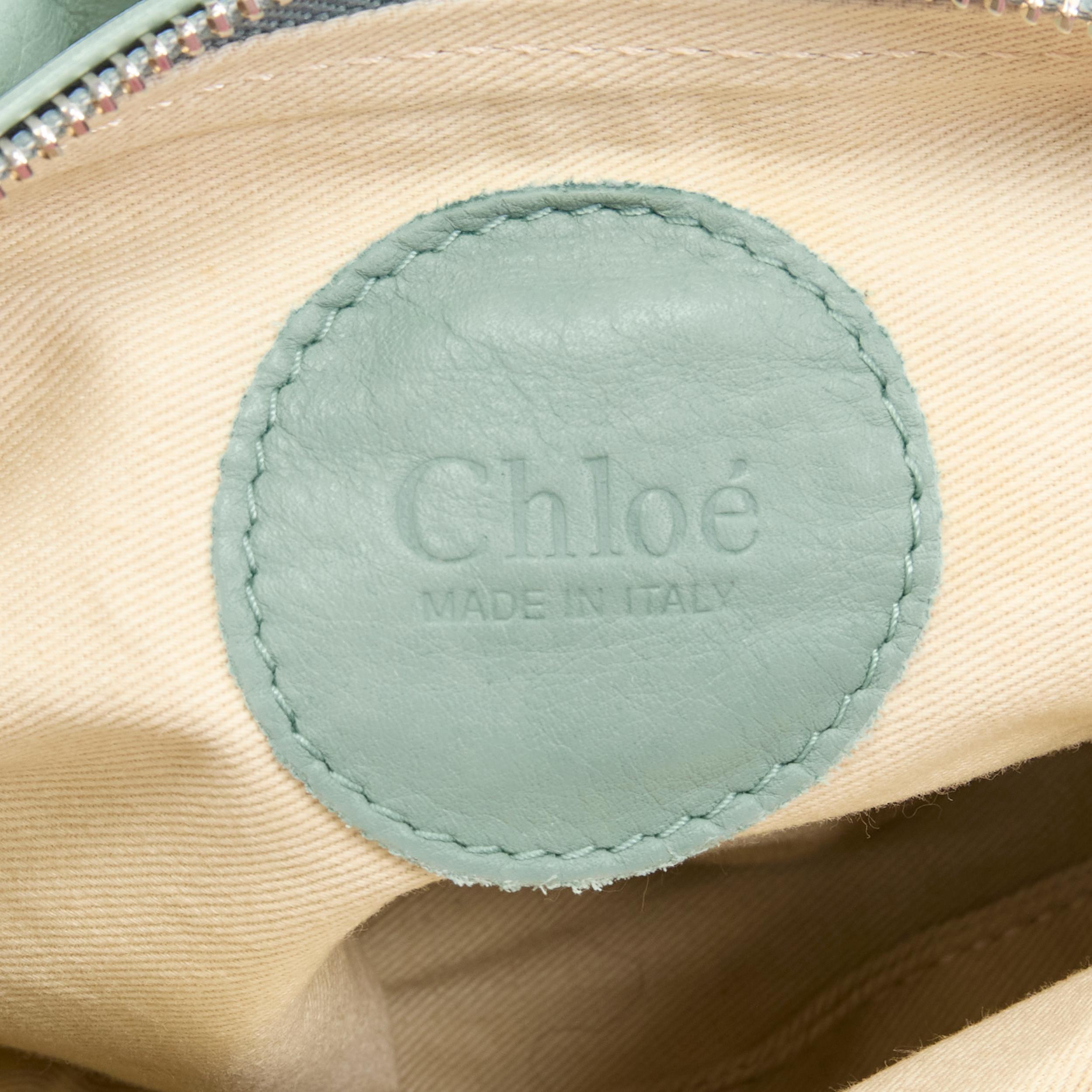 CHLOE Silverado, sac à main en cuir vert d'eau avec ruban et clous de cravate 6