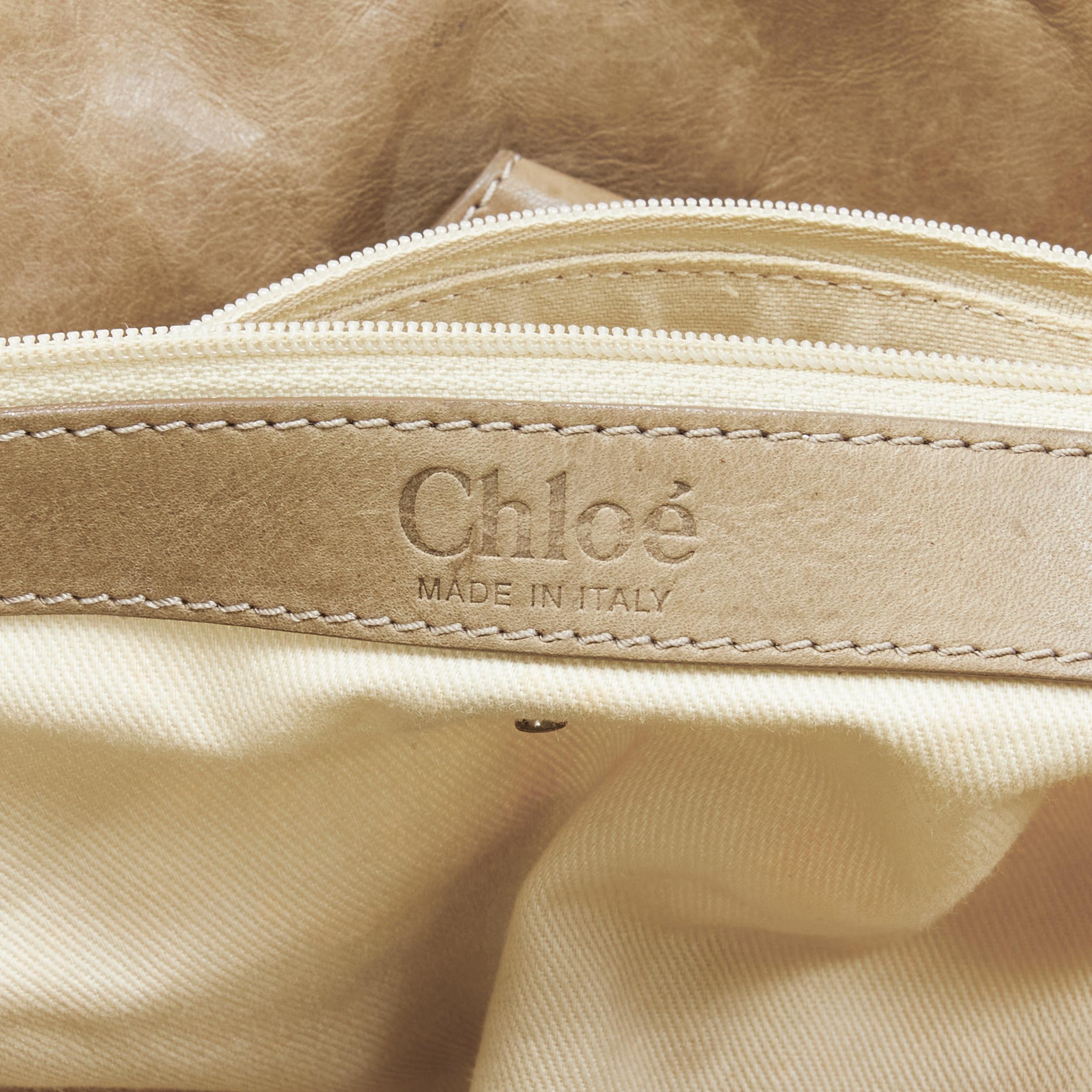 CHLOE Silverado scaled leather whipstitch leather trim gold button satchel bag 2