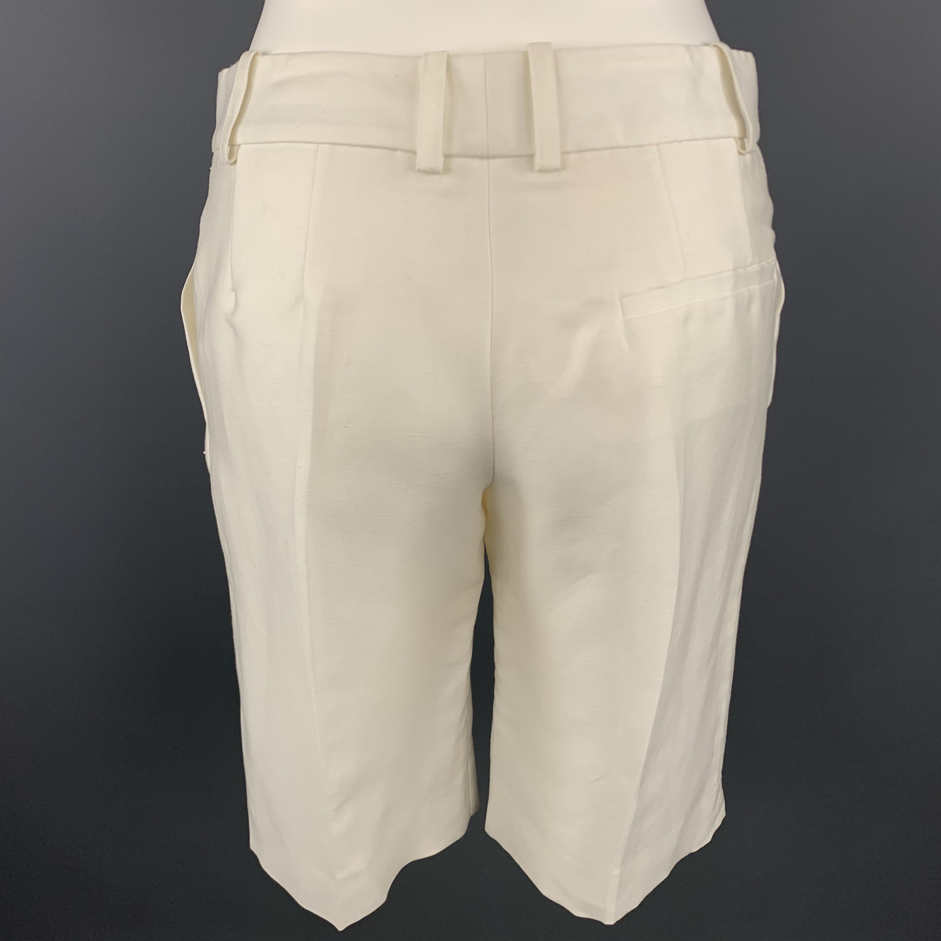 Beige CHLOE Size 2 Cream Silk Pleated Shorts