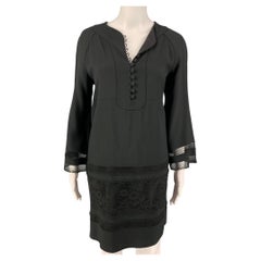 CHLOE Size 6 Black Acetate Blend Lace 3/4 Sleeves Dress