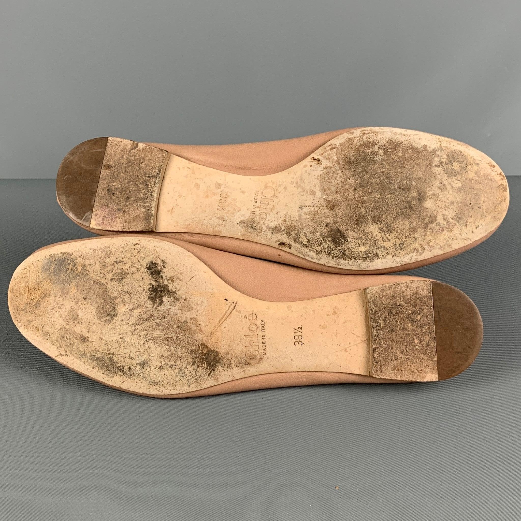 CHLOE Size 8.5 Beige Leather Solid Ballet Flats 1