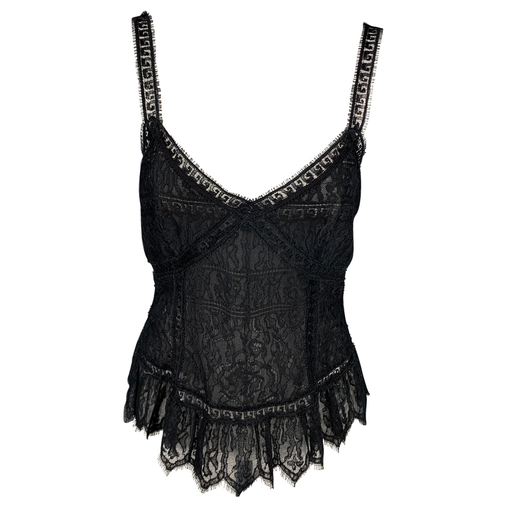 CHLOE Size M Black Lace Camisole Dress Top