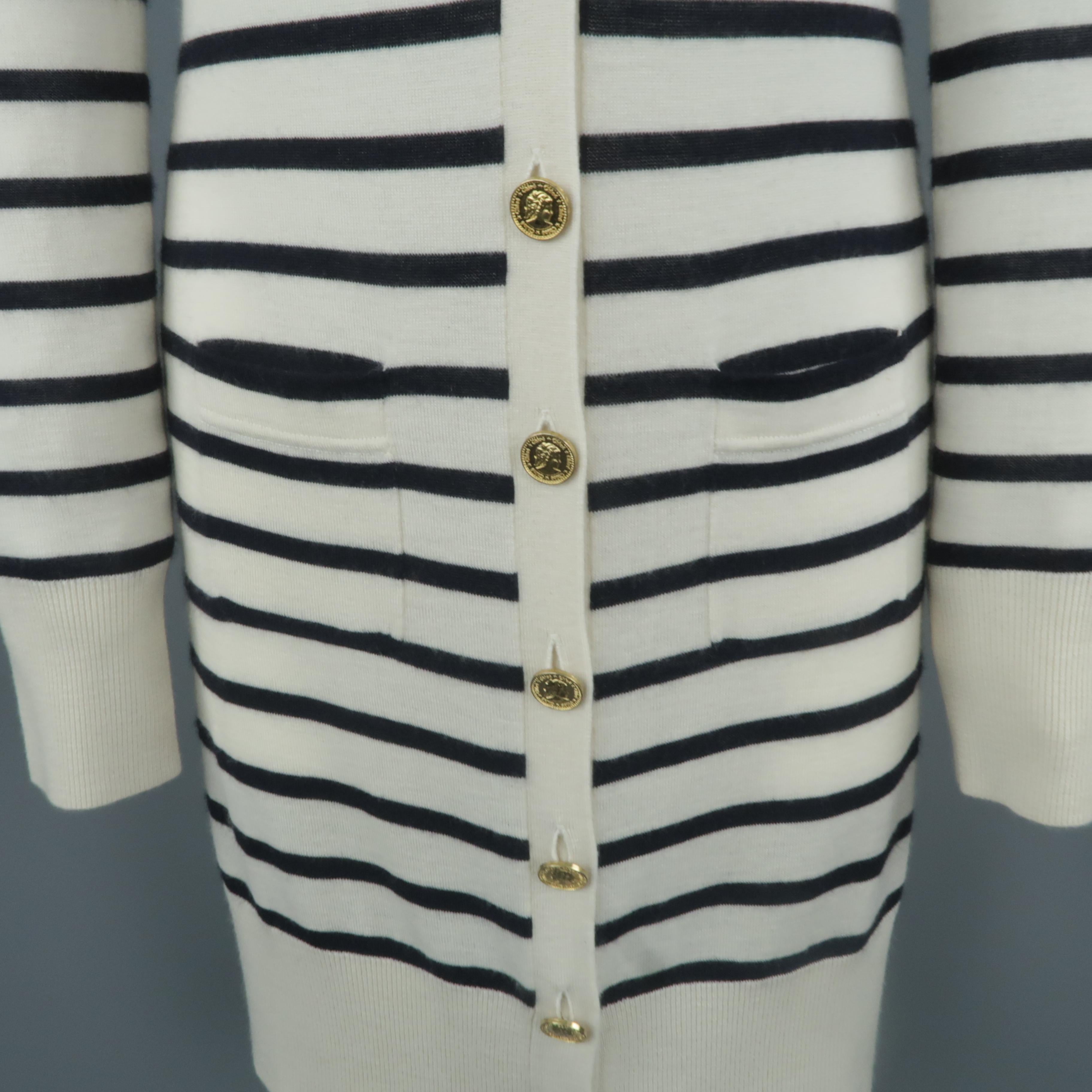 striped cardigan gold buttons