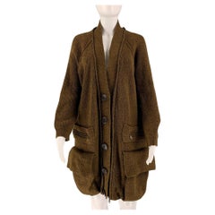 CHLOE Taille S Cardigan en laine marron avec fermeture éclair et boutons-pression