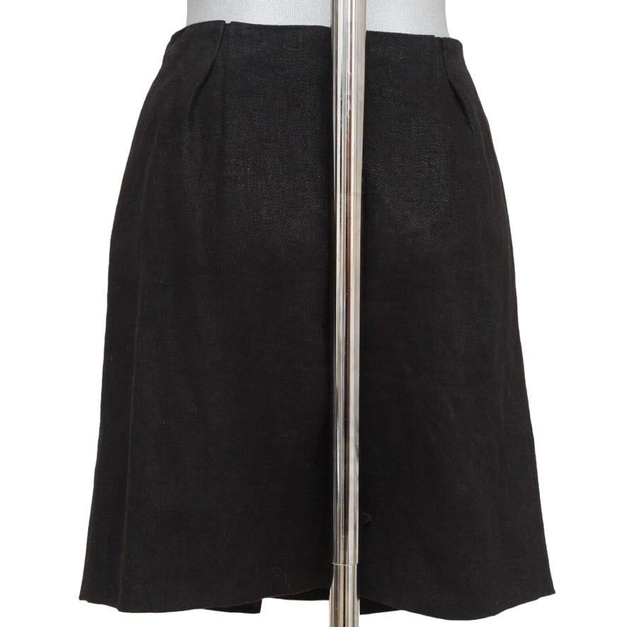 CHLOE Skirt A-Line Black Cotton Silk Clothing Dress Pleated Sz 36 2006 For Sale 2