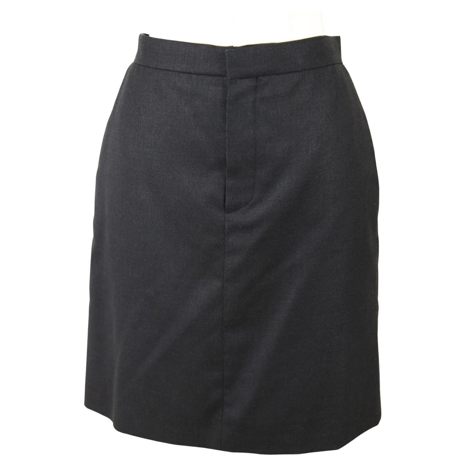 CHLOE Skirt Dress Black Silk Wool Straight Clothing Sz 36 For Sale