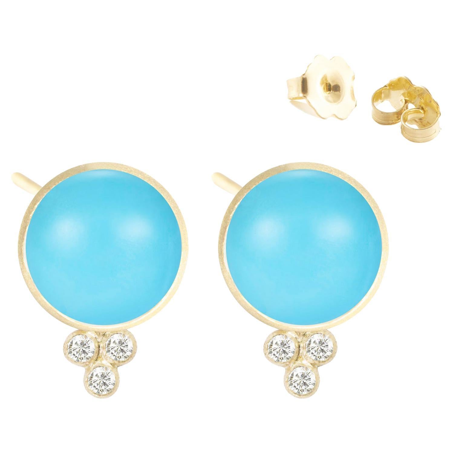 Clous d'oreilles Chloé Sleeping Beauty en or 18 carats et turquoise