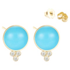 Chloe Sleeping Beauty Turquoise 18 Karat Gold Stud Earrings