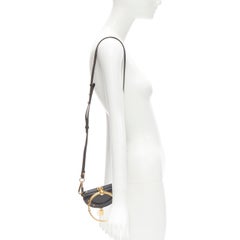 CHLOE Small Nile gold bangle handle C charm black leather crossbody saddle bag