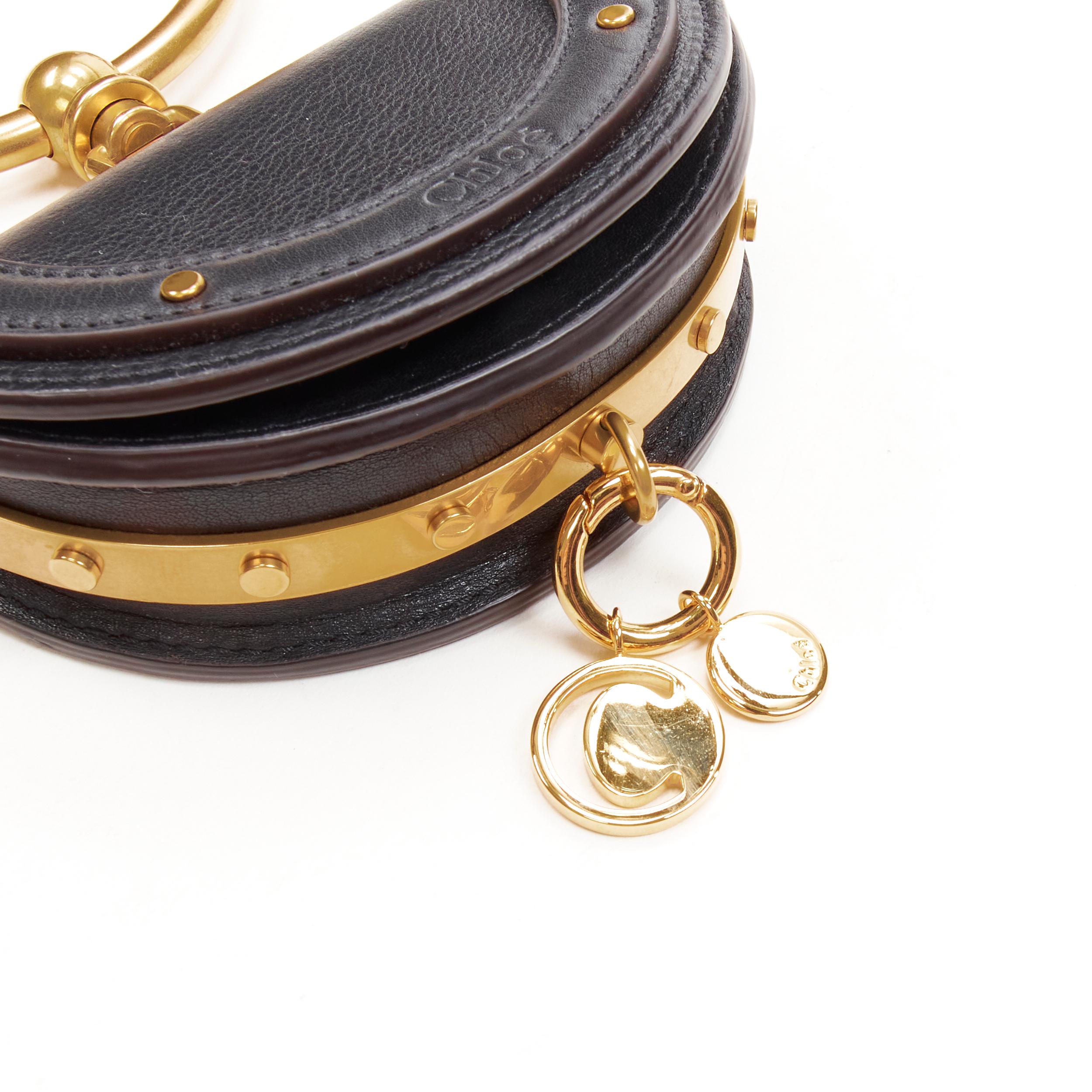 CHLOE Small Nile gold bangle handle C charm black leather crossbody saddle bag 1