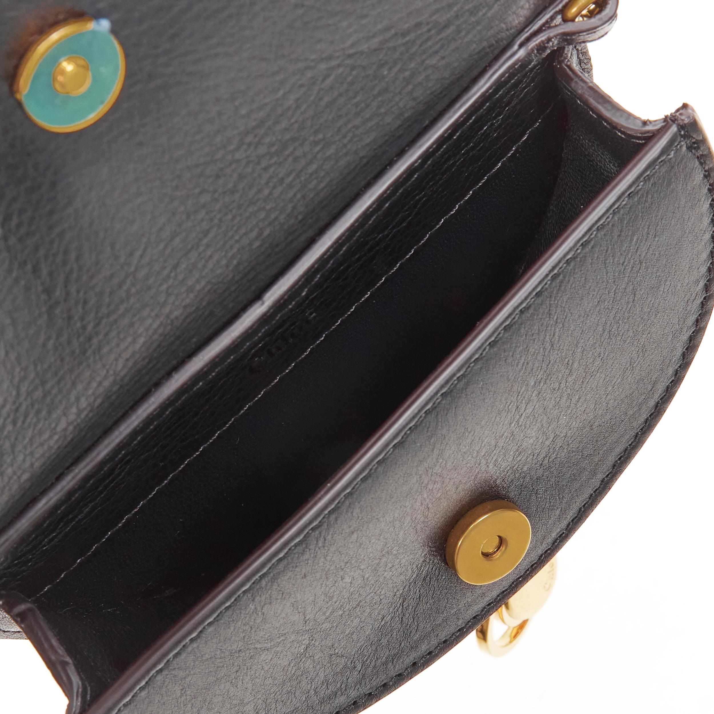 CHLOE Small Nile gold bangle handle C charm black leather crossbody saddle bag 2