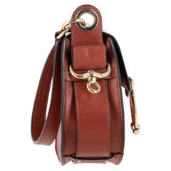 Chloé Small Tess Shoulder Bag in Brown Calfskin Leather