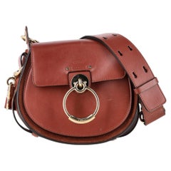 Chloé Small Tess Shoulder Bag in Brown Calfskin Leather