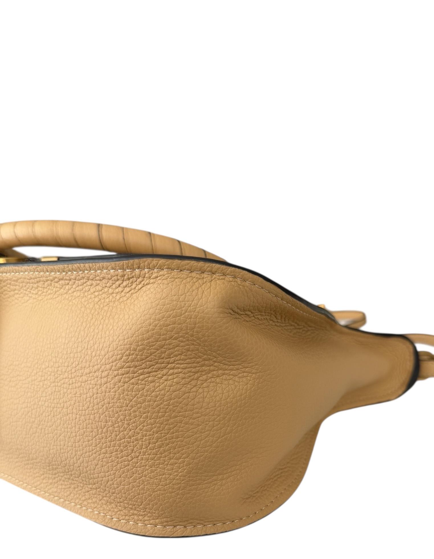 Chloe Soft Tan Leder Medium Marcie Satchel Tasche im Angebot 1