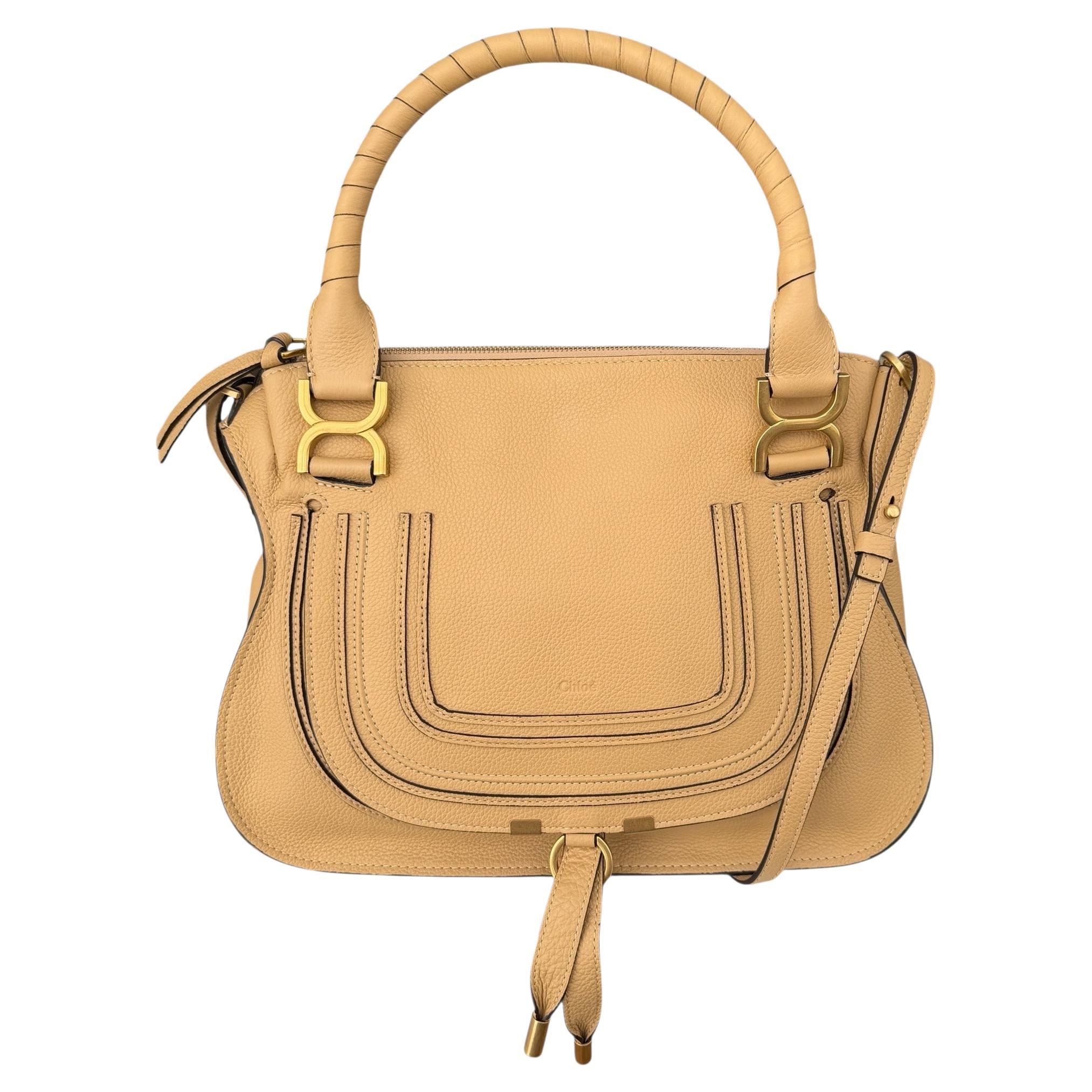 Chloe Soft Tan Leder Medium Marcie Satchel Tasche