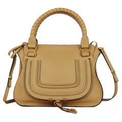 Used Chloe Soft Tan Leather Medium Marcie Satchel Crossbody Bag