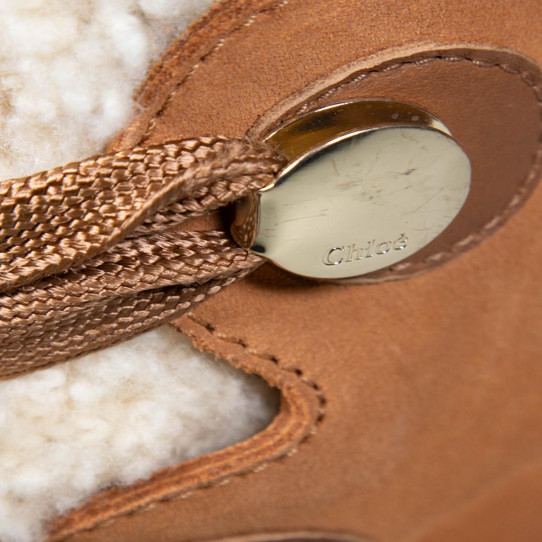  Chloé SOREL x Chloé Brown Suede Shearling Lined Lace Up Boots Size UK 8.5 Pour femmes 