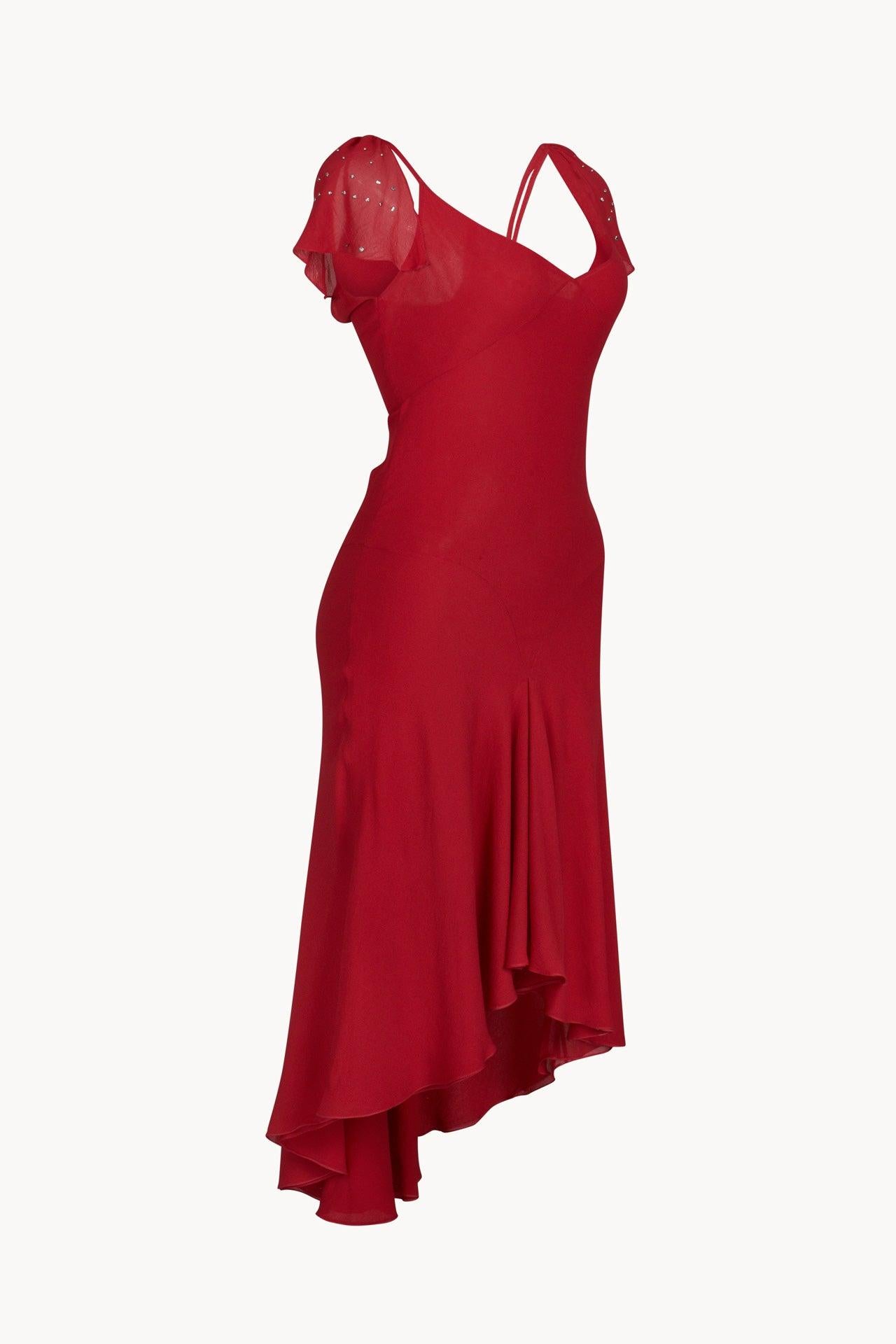 Gorgeous Chloe by Stella McCartney raspberry red bias cut dress from Spring Summer 2001 collection. Super feminine and elegant cut! This adorable dress features really interesting and unique details that includes a multicolor zipper on the left side