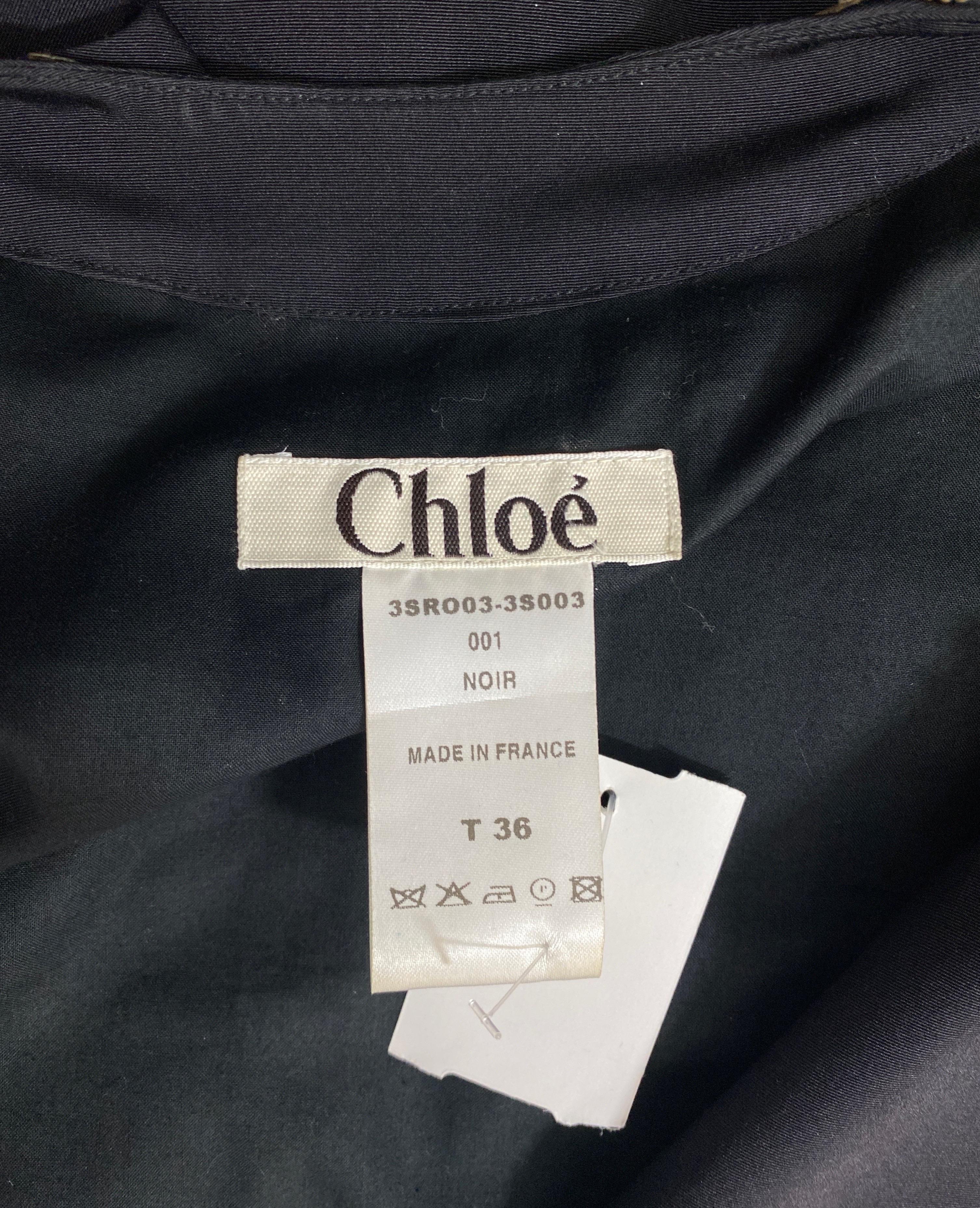 Chloe Spring 2003 Bronze Embellished Black Dress - Size 36 For Sale 10