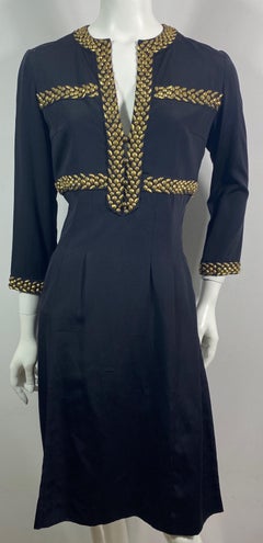 Chloe Spring 2003 Bronze Embellished Black Dress - Size 36